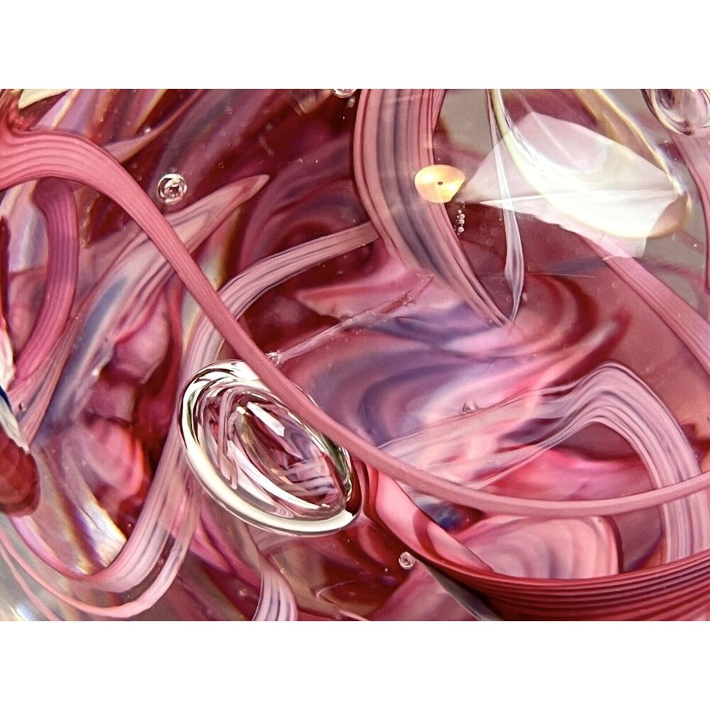 Whitefriars 9850? Pink‎ Yellow White Art Glass Abstract Paperweight Has Sticker! - Picture 6 of 9
